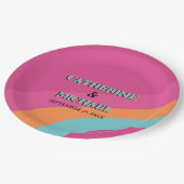 Retro 70s Groovy Fuchsia Fun Wedding Papieren Bordje (Gekanteld)