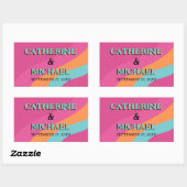 Retro 70s Groovy Fuchsia Fun Wedding Rechthoekige Sticker (Vel)