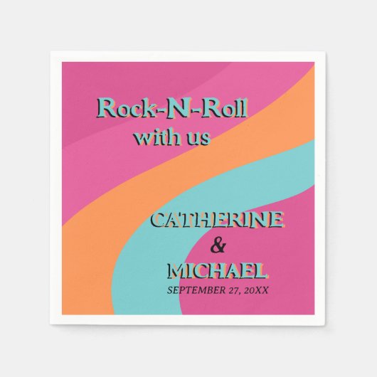 Retro 70s Groovy Fuchsia Fun Wedding Servet (Voorkant)