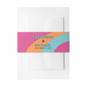 Retro 70s Groovy Fuchsia Fun Wedding Uitnodigingen Wikkel (Voorkant Voorbeeld)