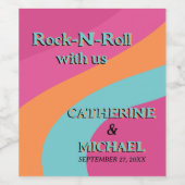 Retro 70s Groovy Fuchsia Fun Wedding Wijn Etiket (Enkel label)