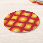 Retro 70s Groovy geometrische cirkels patroon Ronde Kartonnen Onderzetter (Gebogen)