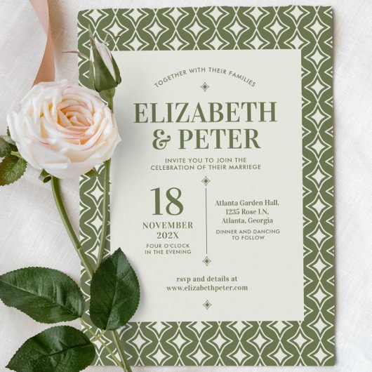 Retro 70s Groovy Groen Bruiloft Kaart