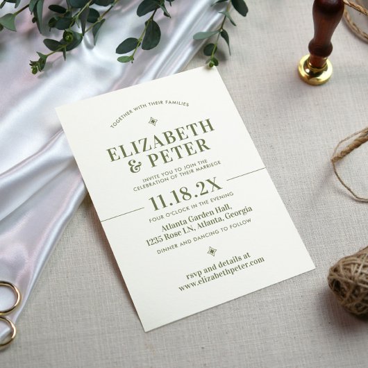 Retro 70s Groovy Groen Bruiloft Kaart