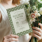 Retro 70s Groovy Groen Bruiloft Kaart