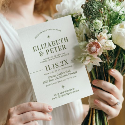 Retro 70s Groovy Groen Bruiloft Kaart