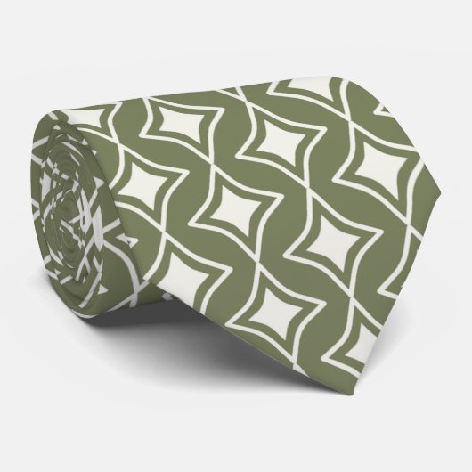 Retro 70s Groovy Groen Bruiloft Stropdas (Opgerold)