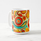 Retro 70s Groovy Herfst Herfstelementen Patroon Koffiemok (Voorkant links)