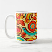 Retro 70s Groovy Herfst Herfstelementen Patroon Koffiemok (Links)