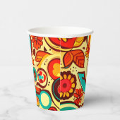 Retro 70s Groovy Herfst Herfstelementen Patroon Papieren Bekers (Rechts)