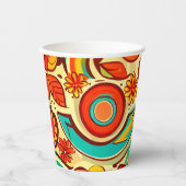 Retro 70s Groovy Herfst Herfstelementen Patroon Papieren Bekers (Voorkant)