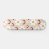 Retro 70s Groovy Hippie Daisy & Terracotta Rainbow Persoonlijk Skateboard (Horizontaal)
