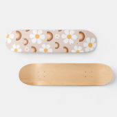 Retro 70s Groovy Hippie Daisy & Terracotta Rainbow Persoonlijk Skateboard (Horizontaal)