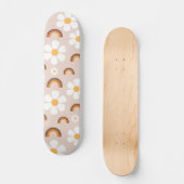 Retro 70s Groovy Hippie Daisy & Terracotta Rainbow Persoonlijk Skateboard (Voorkant)