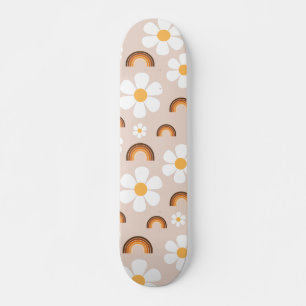 Retro 70s Groovy Hippie Daisy & Terracotta Rainbow Persoonlijk Skateboard