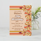 Retro 70s Groovy Hippie Flower 30e verjaardag Kaart (Staand voorkant)