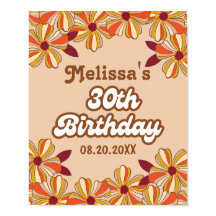 Retro 70s Groovy Hippie Flower 30e verjaardag