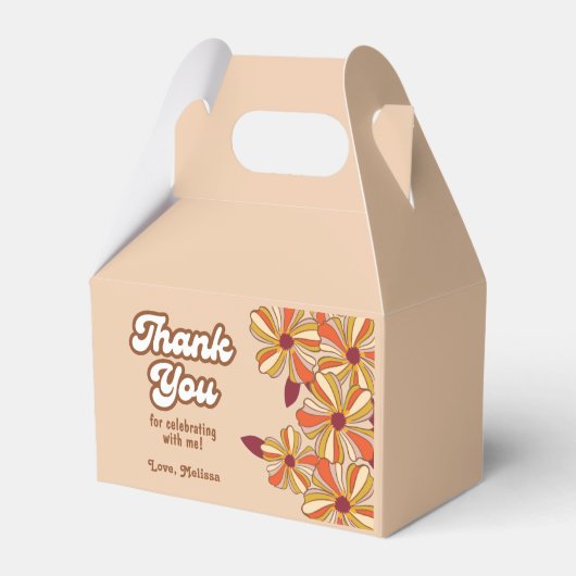 Retro 70s Groovy Hippie Flower Bedankt Bedankdoosjes (Voorkant Zijde)