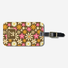 Retro 70s Groovy Hippie Flower Monogram