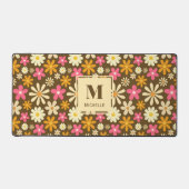 Retro 70s Groovy Hippie Flower Monogram Bureaumat (Voorkant)