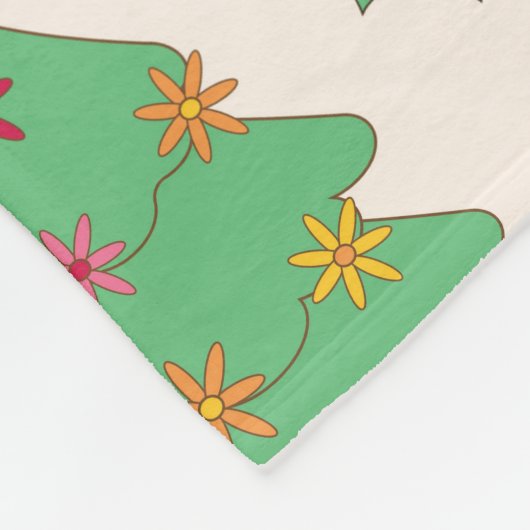 Retro 70s Groovy Kerstbomen Patroon Fleece Deken (Hoek)