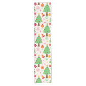 Retro 70s Groovy Kerstbomen Patroon Korte Tafelloper (Voorkant)