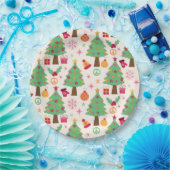 Retro 70s Groovy Kerstbomen Patroon Papieren Bordje (Feest)
