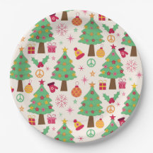 Retro 70s Groovy Kerstbomen Patroon