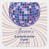 Retro 70s Groovy Laatste Disco vrijgezellenfeest Vierkante Sticker (Voorkant)