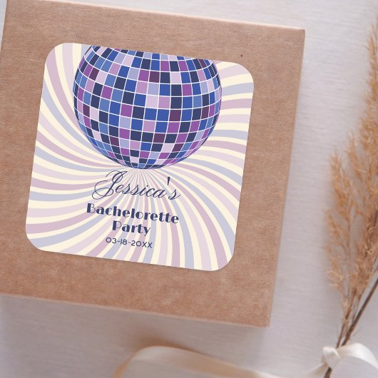 Retro 70s Groovy Laatste Disco vrijgezellenfeest Vierkante Sticker