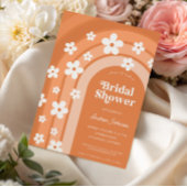 Retro 70s Groovy Madeliefje Boho Regenboog Bruidsf Kaart