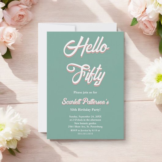  Retro 70s Groovy Modern 50e verjaardag Kaart