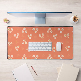 Retro 70s Groovy Orange Daisy Floral Custom Bureaumat