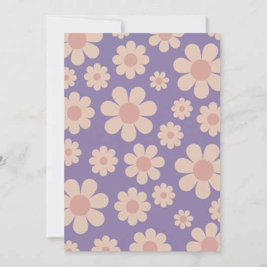 Retro 70s Groovy Pastel Kleuren Bruiloft Kaart (Achterkant)