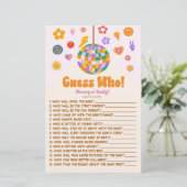 Retro 70's Groovy Raad eens wie! Baby shower game Briefpapier (Staand voorkant)