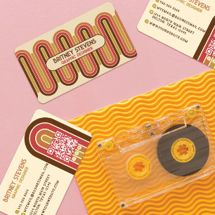 Retro 70's Groovy Rainbow Arch Stripes Design Visitekaartje