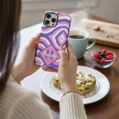 Retro 70's Groovy Roze Paarse Psychedelische Monog Case-Mate iPhone Case