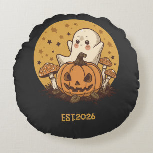 Retro 70s Groovy Spook Halloween Mid-Century Moder Rond Kussen