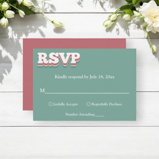  Retro 70s Groovy Stijlvolle Modern Wedding RSVP Kaartje