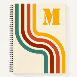 Retro 70's Groovy Strepen Monogram Notitieboek