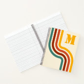 Retro 70's Groovy Strepen Monogram Notitieboek (Binnen)