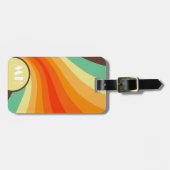Retro 70s Groovy Stripes Monogram Bagagelabel (Voorkant horizontaal)