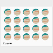 Retro 70s groovy teal orange beige wedding ronde sticker (Vel)