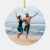 Retro 70s Groovy Trouwpaar Foto Kerstmis Keramisch Ornament (Achterkant)