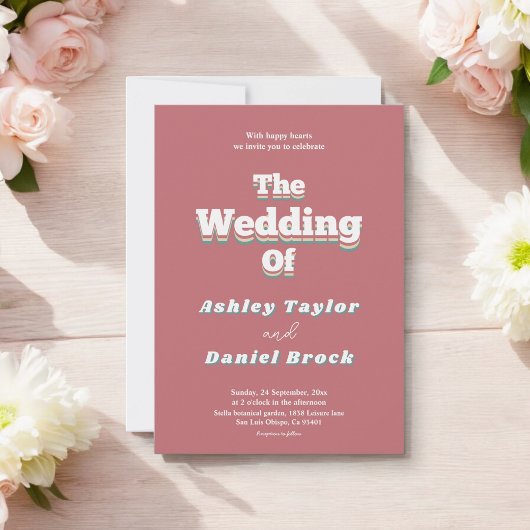 Retro 70s Groovy Unieke Huwelijk Kaart