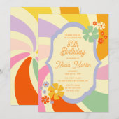 Retro 70s Groovy Wave Flower 85e verjaardag Kaart (Voorkant / Achterkant)