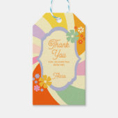 Retro 70s Groovy Wave Flower Bedankt Cadeaulabel (Voorkant)