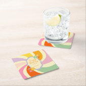 Retro 70s Groovy Wave Flower Gelukkige Verjaardag Kartonnen Onderzetters (Insitu)