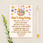 Retro 70's Groovy zeggen geen Baby shower spel Briefpapier