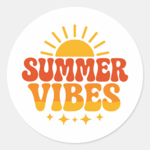 Retro 70s Groovy Zomer Vibes Zonneschijn Ronde Sticker